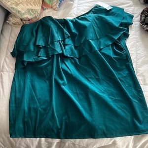 NWT Swim by Cacique Teal One Shoulder Bathing Suit Top
